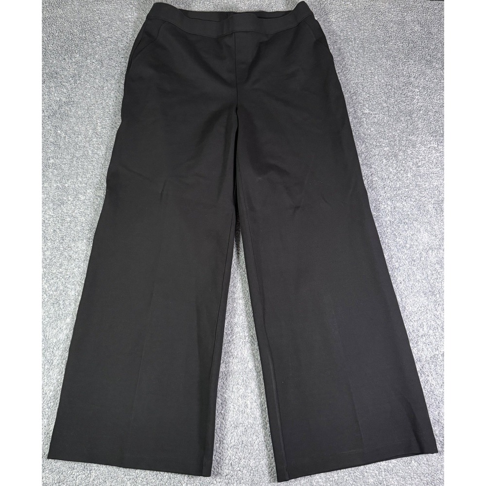 Spanx The Perfect Pant Wide Leg Womens XL Petite Black Ponte Pull-On Shaping